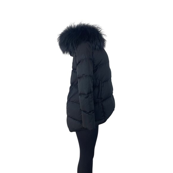 Zow Zow Womens Black Puffer Jacket With Faux Fur Trim Hood Size 0 - Picture 2 of 10